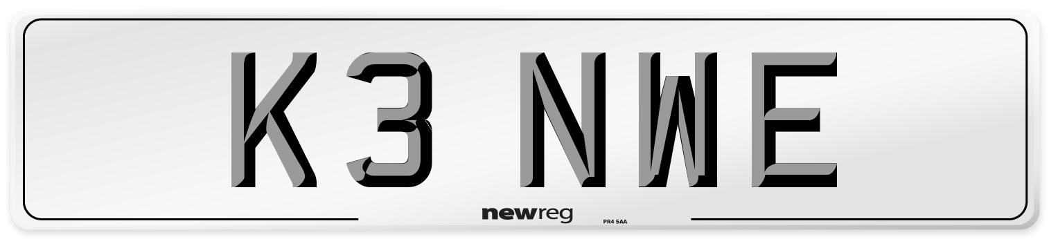 K3 NWE Number Plate from New Reg